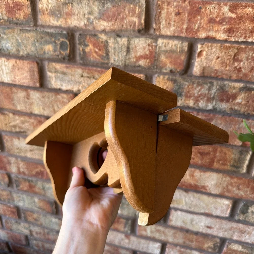 Vintage Wood Floating Heart Cutout Wall Shelves Set of 2 Brown Farmhouse Decor